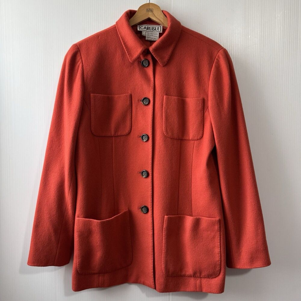 Vintage 100% Cashmere Carlisle Women’s Coat Orange Size 12